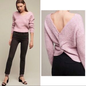 Anthropologie Ribbed Twist Back Pullover Sweater